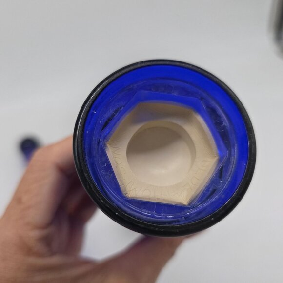 Cobalt Blue Lucite Salt & Pepper Shakers by Olde Thompson Cylinder Shape 11" - Picture 9 of 10